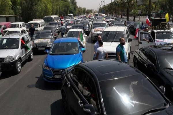 قدس در جهان؛ از راهپیمایی خودرویی در دمشق تا لگدمال کردن پرچم اسرائیل در بغداد